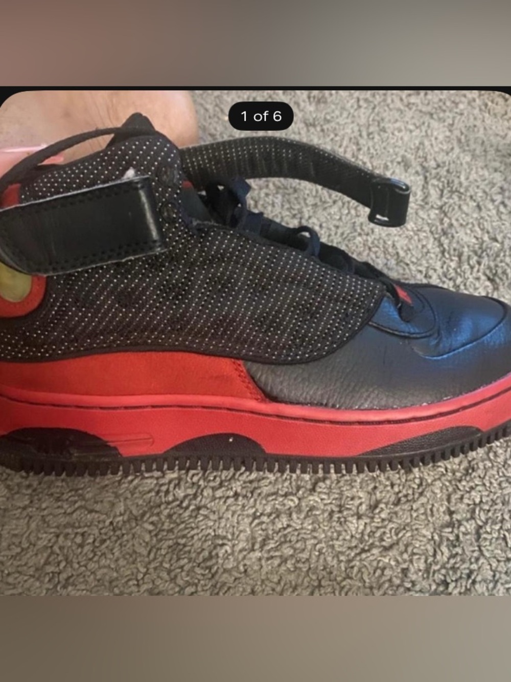 Big Kids boys 5.5 Air Force One Jordan’s Retro in black with red accents - Picture 1 of 6